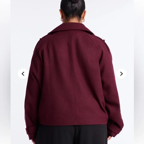 Women's Burgundy Double-Breasted Jacket - Picture 3 of 4